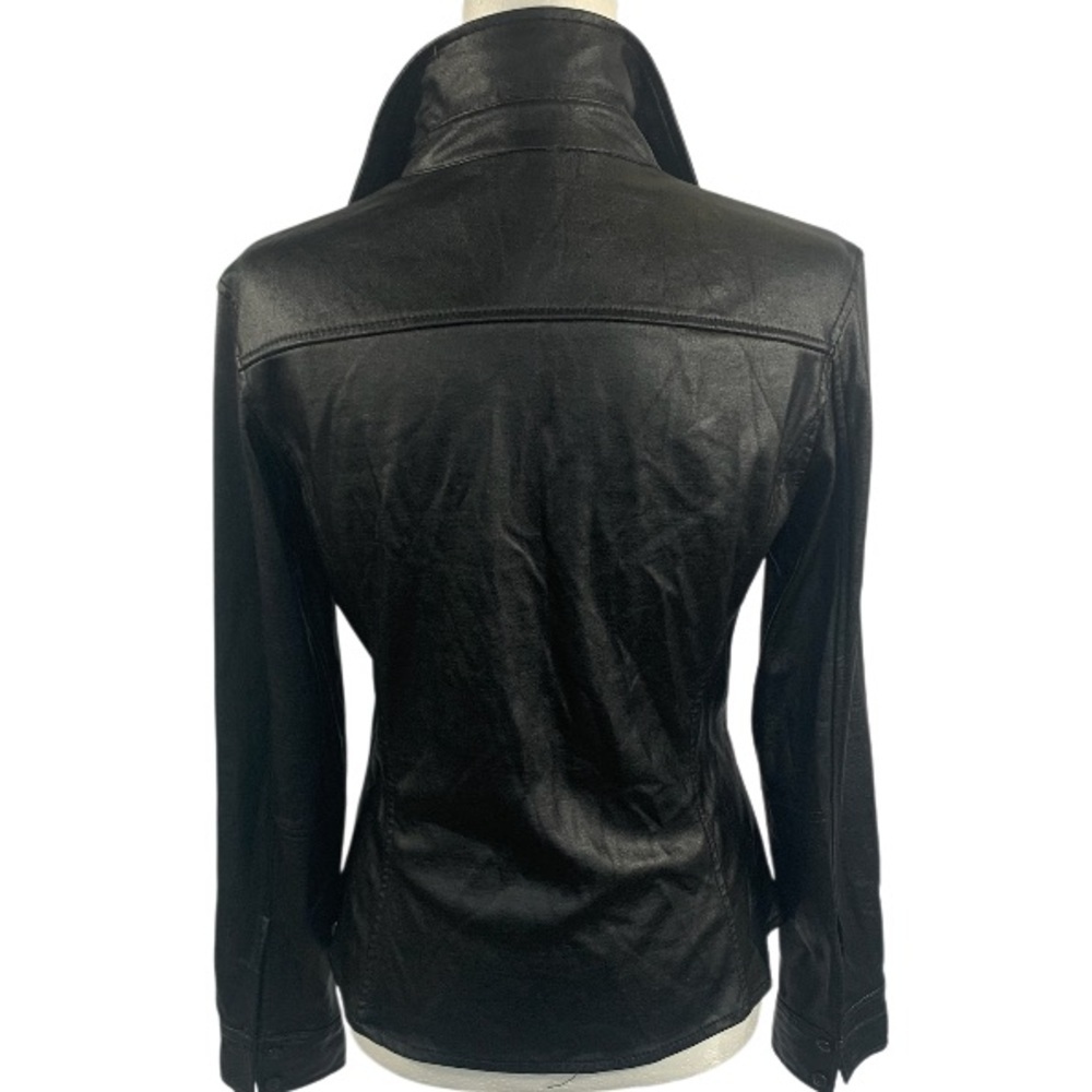 NY Jeans Shirt Coated Leatherette Fabrication Long Sleeve Shacket Casual Black S - Picture 6 of 10